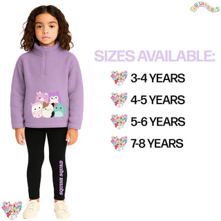 Squishmallows Girls Loungewear Set - Half Zip Borg Fleece Sweatshirt & Leggings - 3 to 8 Years