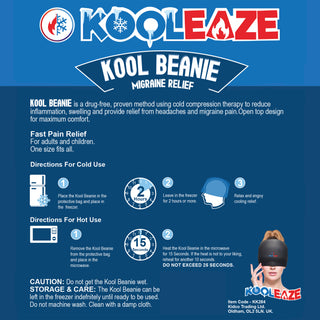 KOOLEAZE Migraine Relief Open TOP Cap - Black Design