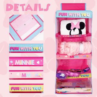 Minnie Mouse Hanging Wardrobe Organizer Foldable Storage - Disney Designs - 71cm x 29cm x 28cm