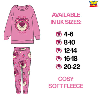 Lotso Women’s Pyjama Set – Cozy Fleece Pullover & Printed Pants - Embossed Lotso Bear Design - UK Sizes 4 to 22