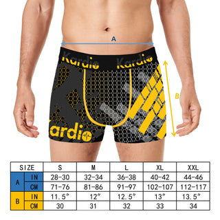 Kardio Mens 6 Pack Performance Boxer Trunks - Geometric Neon Tech Design - 95% Cotton, 5% Elastane