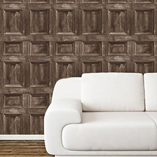 Brewster Wood Panel Wallpaper - Chocolate, Brown for Rustic Log Cabin Wood Look