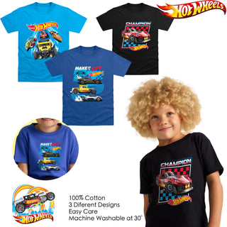 Hot Wheels 3 Pack Kids T-Shirts - Make it Epic Champion Designs - 100% Cotton