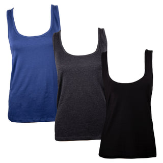 Keanu Ladies 3 Pack Vest - Cotton Blend - Available in White, Black, Light and Dark Assorted Colours