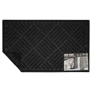 K Collection Recycled Enviro Non Slip Rubber Mat – Indoor/Outdoor Entrance Door Mat – Heavy Duty Eco Friendly - Perfect Dust/Debris Grabbing Doormats - Dark Grey