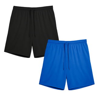 Keanu Mens 2 Pack Mesh Shorts - Black and Blue Design