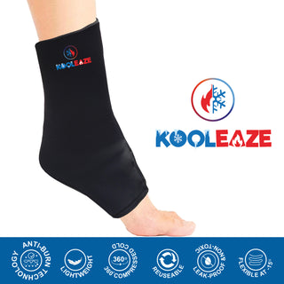 KOOLEAZE Reusable Gel Ice Pack Sleeves for Hot and Cold Therapy - Ankle Sleeve