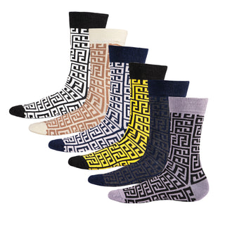 Mens 6 Pack Novelty Socks Cotton Rich Dad Gift - Geometric Design