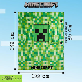 Minecraft Kids Fleece Wearable Blanket Hoodie - Green Creepers Design - Super Soft Fleece
