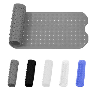 K Collection Premium Non Slip Shower Mat – Anti Mould & Mildew, 200 Suction Cups – Extra Long 100x40cm Rubber PVC Bath Mat – Machine Washable – Grey