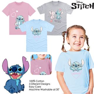 Stitch 3 Pack Kids T-Shirts - Stitch & Angel Designs - 100% Cotton
