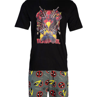 Marvel Mens Pyjamas - Deadpool & Wolverine Design - 100% Cotton