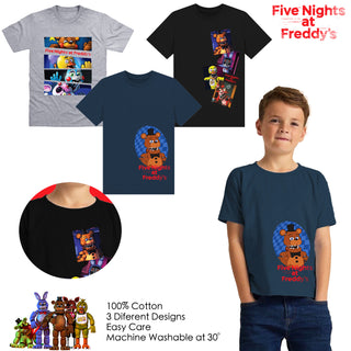 FNAF 3 Pack Kids T-Shirts - Freddy Fazbear, Chica, and Funtime Foxy Designs - 100% Cotton