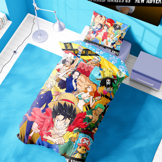 One Piece Reversible Duvet Set - Luffy and the Straw Hat Crew Design - Single