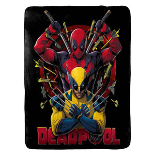 Marvel Soft Plush Throw Blanket - Deadpool & Wolverine Design - 100% Polyester - 100 x 150cm