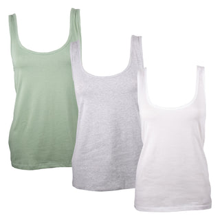 Keanu Ladies 3 Pack Vest - Cotton Blend - Available in White, Black, Light and Dark Assorted Colours