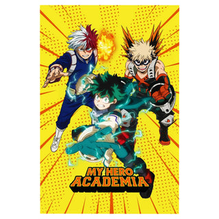My Hero Academia Fleece Blanket - Deku, Bakugo & Todoroki Design - 100% Polyester - 100 x 150cm
