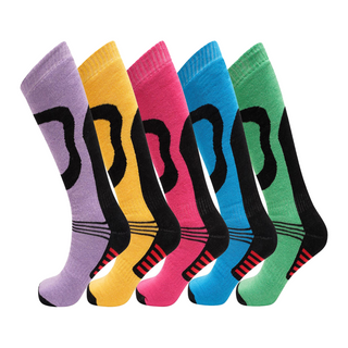 Ladies 5 Pack High Performance Thermal Ski Socks - Multicoloured