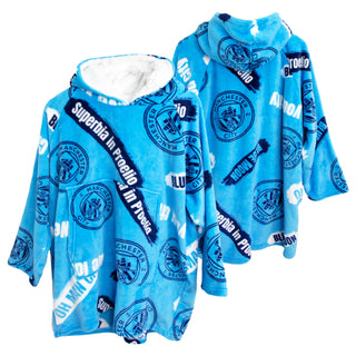 Manchester City Oversized Fleece Hoodie - Crest Design - 100% Polyester - For Kids