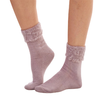 Ladies 6 Pack Bed Socks - Fleece Lined Brushed Thermal - Pastel Assorted Colours