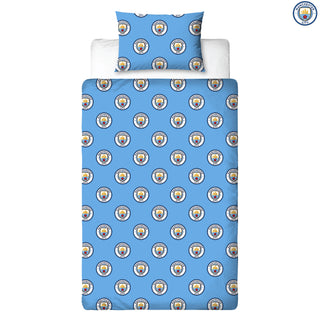 Manchester City Reversible Duvet Set - Crest Emblem Design - Single/Double