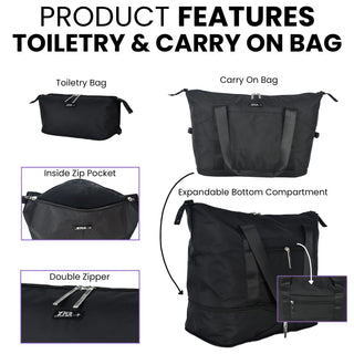 XPLR 5-Piece Purple ABS Luggage Set – Durable Hard Shell Suitcases with TSA Lock, 360° Spinner Wheels & Organised Interiors – Includes Carry-On & Toiletry Bag – Scratch-Resistant Finish
