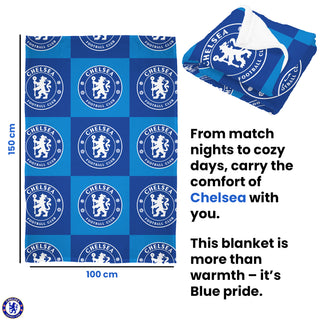 Chelsea Fleece Blanket - Checkered Design - 100% Polyester - 100 x 150cm