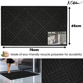 K Collection Recycled Enviro Non Slip Rubber Mat – Indoor/Outdoor Entrance Door Mat – Heavy Duty Eco Friendly - Perfect Dust/Debris Grabbing Doormats - Dark Grey