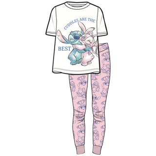 Disney Ladies Pyjamas - Stitch & Angel Design - 100% Cotton