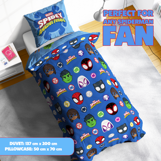 Disney Spiderman Reversible Duvet Set - Spidey and His Amazing Friends Design - Single