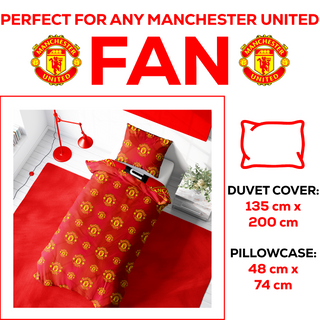 Manchester United Reversible Duvet Set - Trafford Design - Single and Double