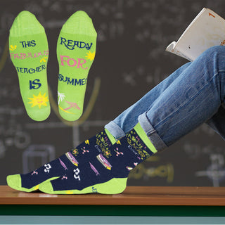 Ladies/Unisex 2 Pack Teacher Designs Cotton Rich Socks - Size UK 4-6