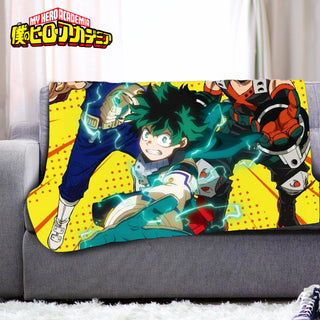 My Hero Academia Fleece Blanket - Deku, Bakugo & Todoroki Design - 100% Polyester - 100 x 150cm