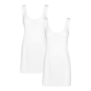 Keanu Ladies 2 Pack Longline Vest - Cotton Blend - Available in White, Black, Light and Dark Assorted Colours