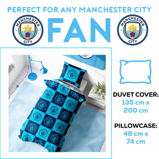 Manchester City Reversible Duvet Set - Iconic Design - Single and Double