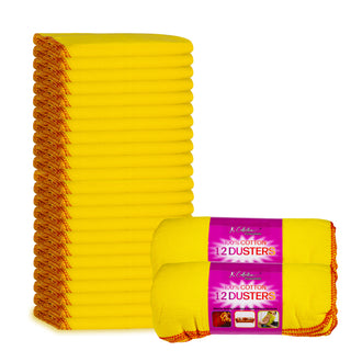 K Collection XL Yellow Dusters –  100% Cotton, Lint-Free & Reusable - Extra Large Jumbo Cleaning Cloths (40x50cm) – Multipurpose for Car, Home, Polishing & Dusting - 24 Pack