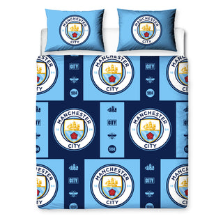 Manchester City Reversible Duvet Set - Crest Emblem Design - Single/Double