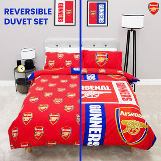 Arsenal Reversible Duvet Set - Gunners Crest Emblem Design - Single/Double