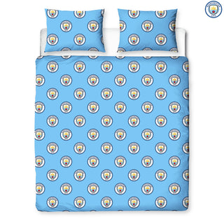 Manchester City Reversible Duvet Set - Crest Emblem Design - Single/Double