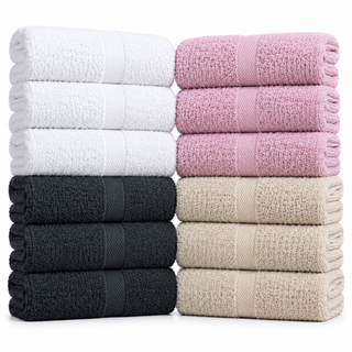 K Collection 12 Pack 100% Cotton Face Towels – 30 x 30cm