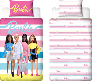 Barbie Unboxed Single Duvet Cover Set – Reversible Pink Bedding