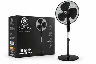K Collection 16" Pedestal Fan – 3-Speed Oscillating Cooling Fan – Adjustable Height & Pivoting Head – Quiet Airflow – Black