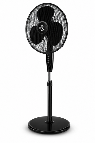 K Collection 16" Pedestal Fan – 3-Speed Oscillating Cooling Fan – Adjustable Height & Pivoting Head – Quiet Airflow – Black