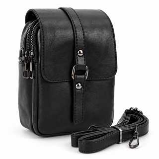 XS Studio Women's Crossbody Phone Bag - 2 Zip Shoulder Purse - Classic