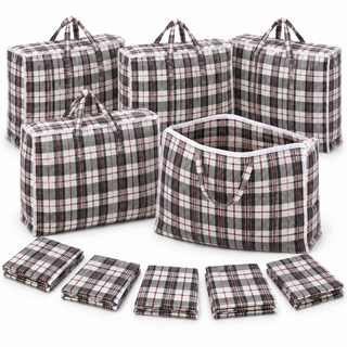 K Collection 10 Pack XXL 100L Tartan Laundry Storage Bags with Zip – 80 × 60 × 20cm