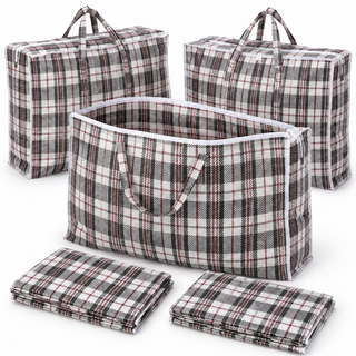 K Collection 5 Pack XXL 100L Tartan Laundry Storage Bags with Zip – 80 × 60 × 20cm