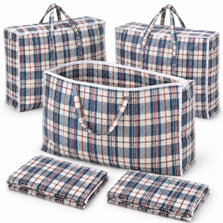 K Collection 5 Pack XXL 100L Tartan Laundry Storage Bags with Zip – 80 × 60 × 20cm