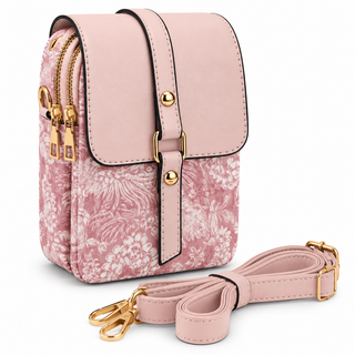 XS Studio Women's Crossbody Phone Bag - 2 Zip Shoulder Purse - Floral