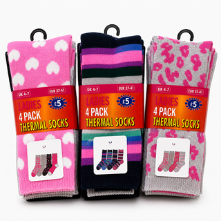 K Collection Ladies Thermal Socks 12 Pairs – Soft Pastel Colours - Warm Winter Brushed Socks for Women UK 4-7 (EUR 37-41) Assorted Designs