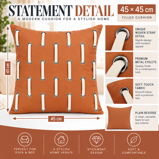 K Collection Decorative Strap Detail Cushion 45cm – Burnt Caramel